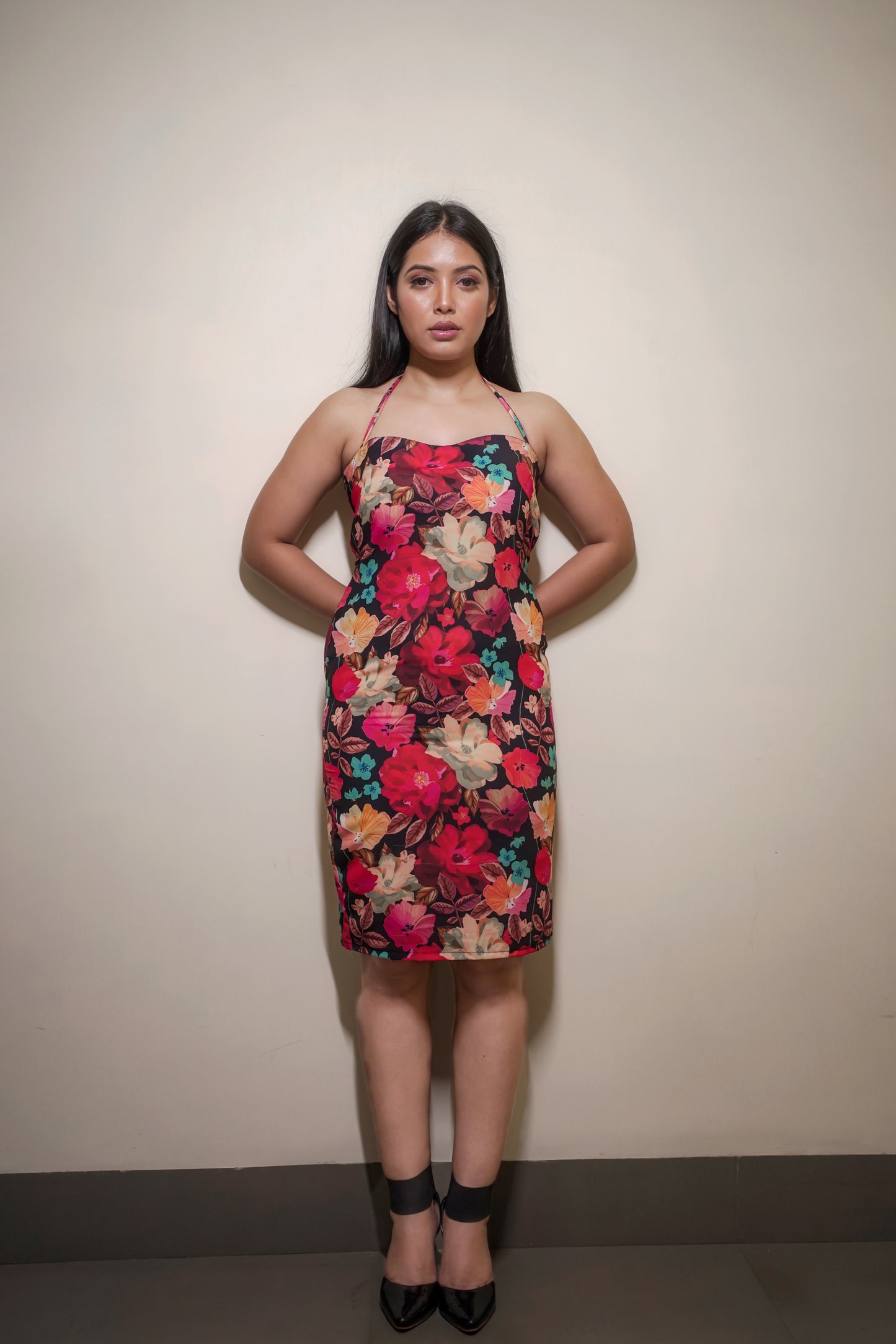Tied Straps Floral Print Dress