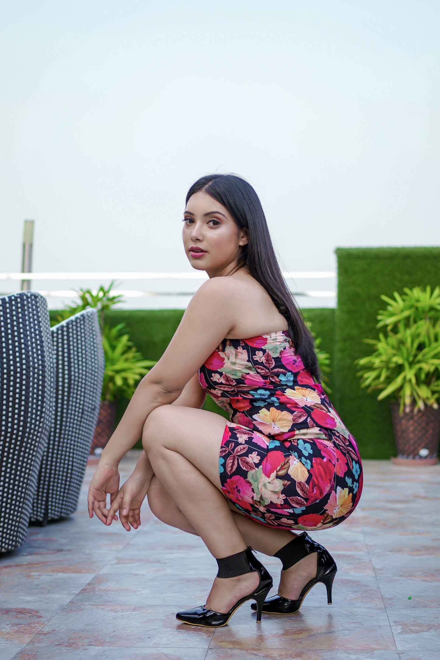 Tied Straps Floral Print Dress