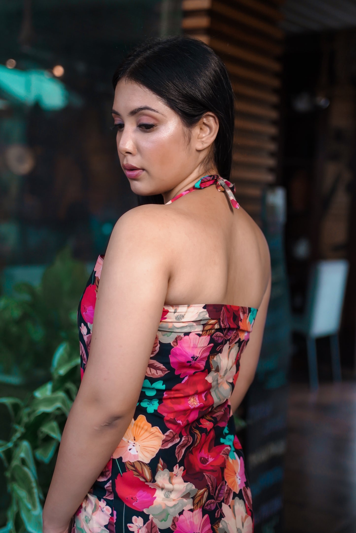 Tied Straps Floral Print Dress