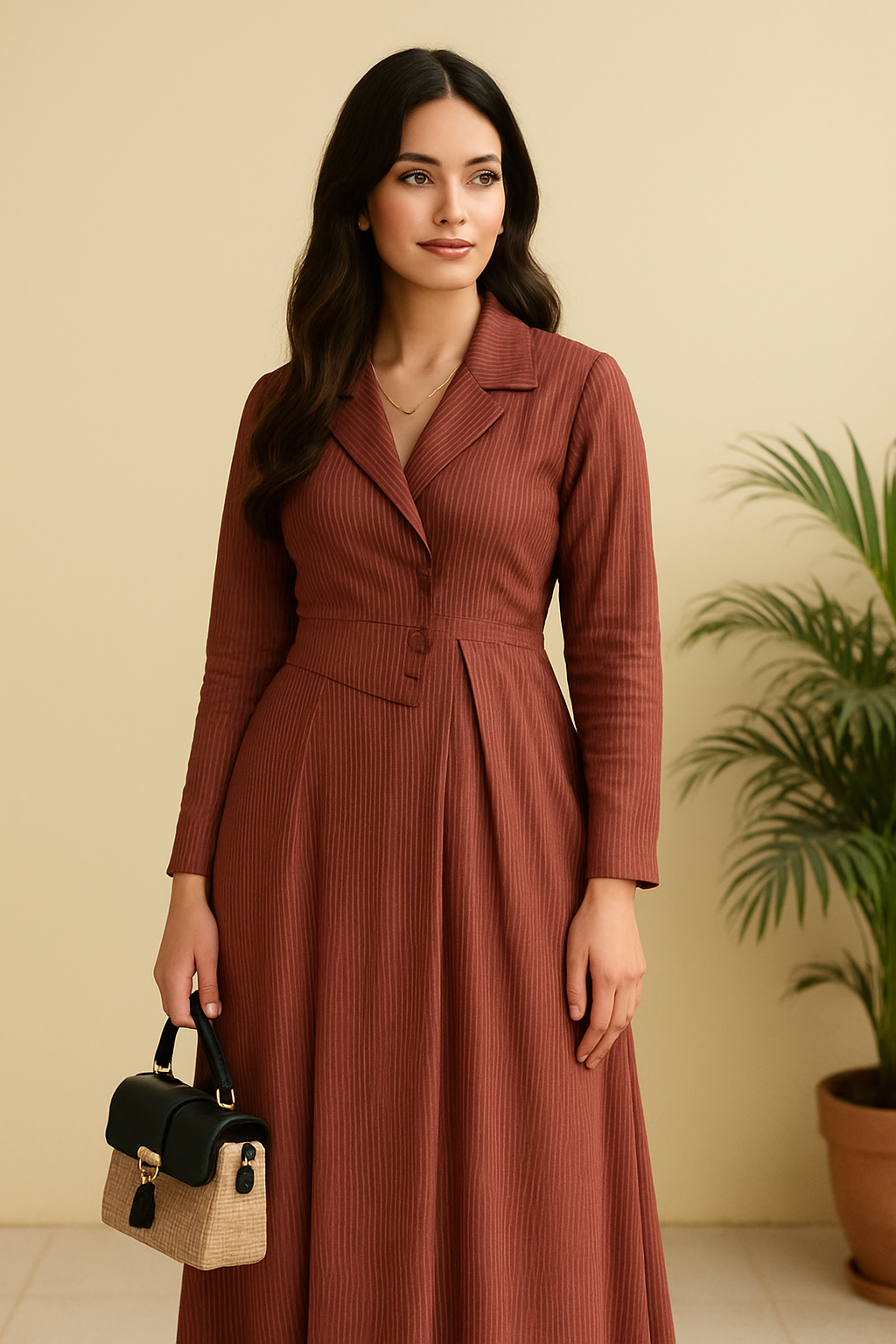 Cotton Pleated Blazer Dress