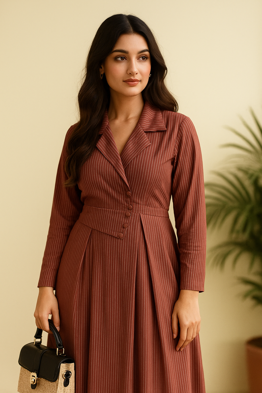 Cotton Pleated Blazer Dress